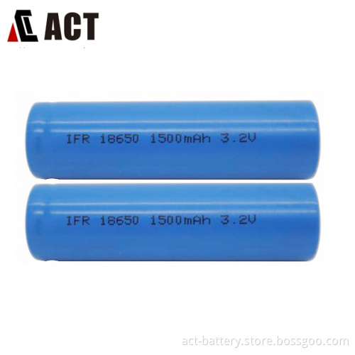 Lithium 3.2V rechargeable battery 18650 size 1500mAh